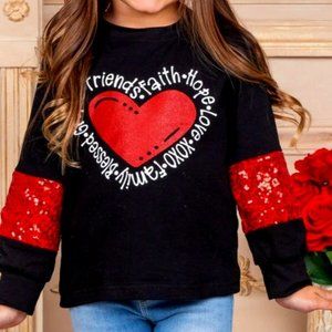 Sequin Elbow top black and red size 3T